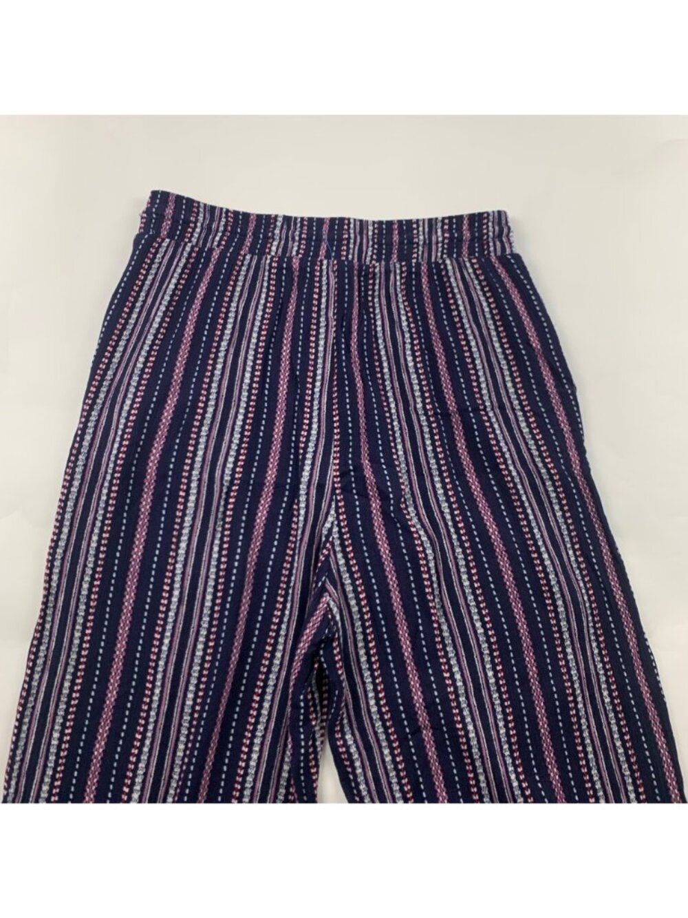 Knox Rose Navy Pink Striped Crinkle Pull On Lounge Pant S - Picture 7 of 7